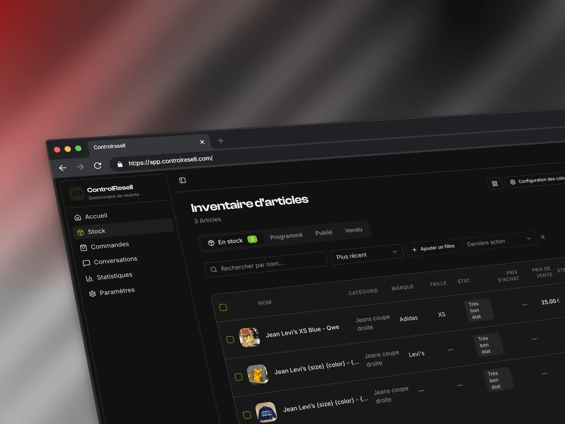ControlResell, application mobile